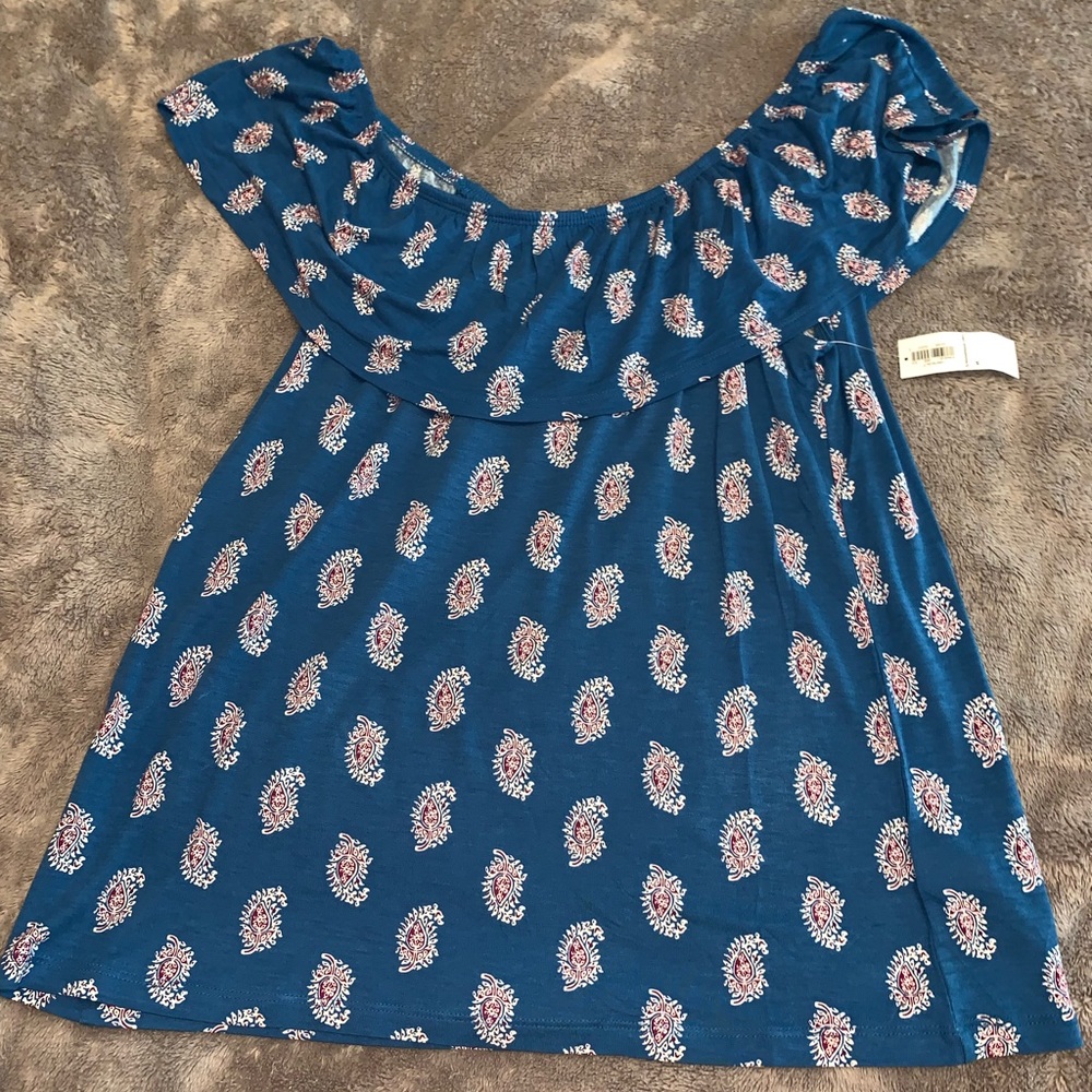 Blue Off the Shoulder Top